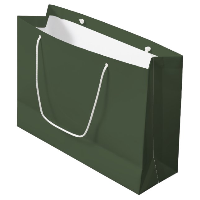 Solid colour Forest Moss dark green Large Gift Bag (Front Angled)