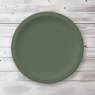 Solid colour Forest Moss dark green Paper Plate