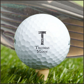 Solid colour grey initials and name golf balls