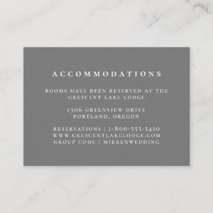 Solid Colour Grey Wedding Accommodations Enclosure Card