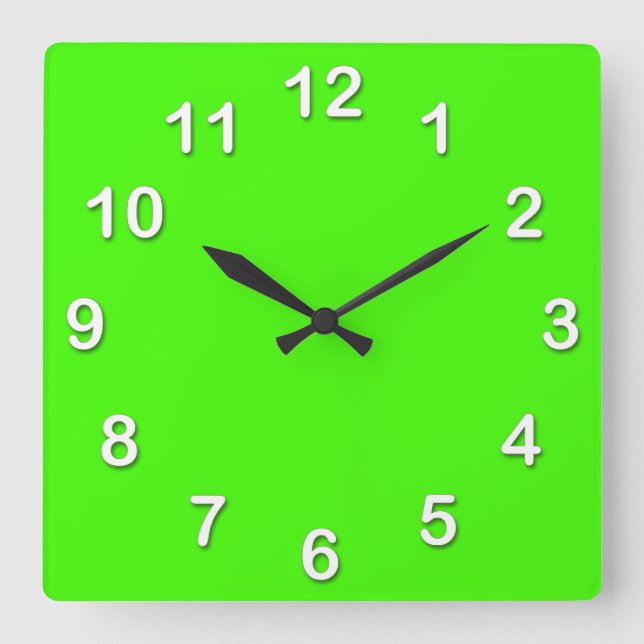 Solid Colour: Lime Green Square Wall Clock (Front)