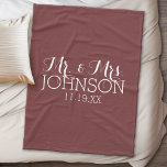 Solid Colour Marsala - Mr & Mrs Wedding Favours Fleece Blanket<br><div class="desc">A bold colour with chic fonts make a statement piece for a reception favour. Items are easier to customise when you replace all text and photos first. If your art still needs to be adjusted, click on the Customise This button. This will take you to a design area where you...</div>