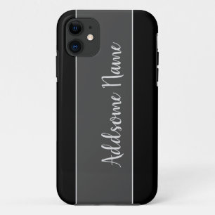 Solid Colour Modern Basic Black Monogrammed Case-Mate iPhone Case