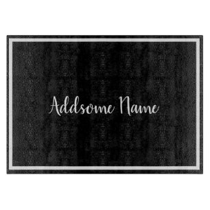 Solid Colour Modern Basic Black Monogrammed Cutting Board