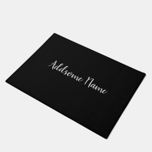 Solid Colour Modern Basic Black Monogrammed Doormat
