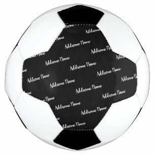 Solid Colour Modern Basic Black Monogrammed Soccer Ball