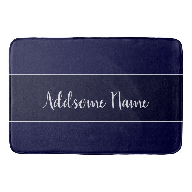 Solid Colour Modern Navy  Blue Stylish Bath Mat (Front)