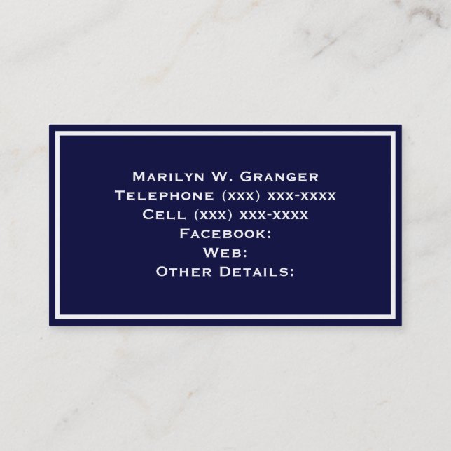 Solid Colour: Navy Blue Business Card (Back)