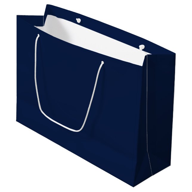 Solid colour navy night blue large gift bag (Front Angled)