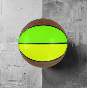 solid colour neon yellow and green basketball