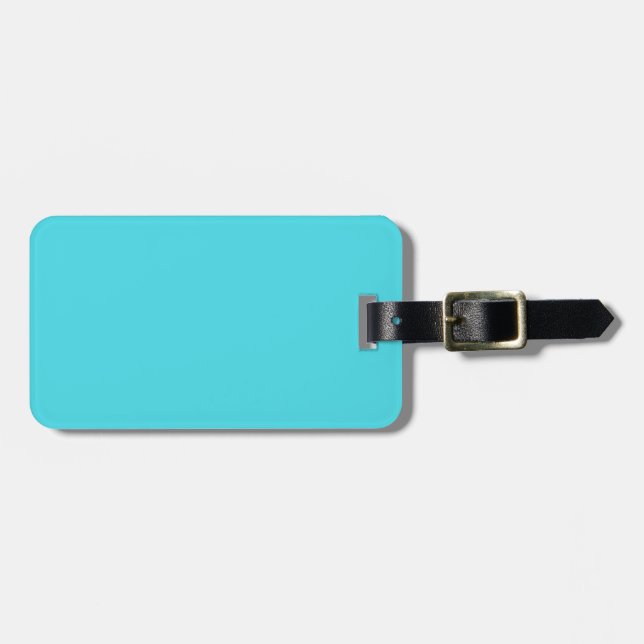 Solid colour ocean aqua blue luggage tag (Front Horizontal)