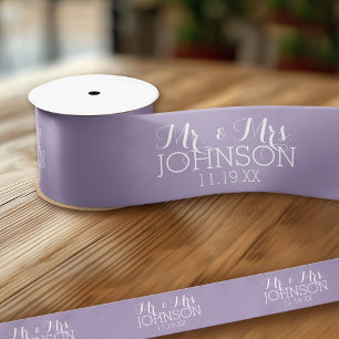 Solid Colour Orchid Lavender Mr & Mrs Wedding Favo Satin Ribbon
