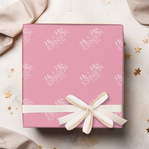 Solid Colour Pastel Pink - Mr & Mrs Wedding Favour Wrapping Paper