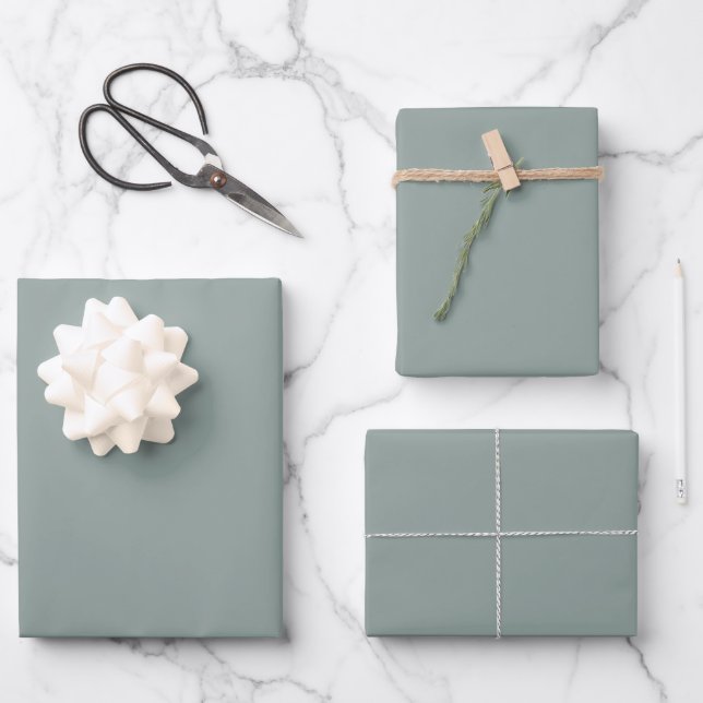 Solid colour plain agave green blue wrapping paper sheet (Front)
