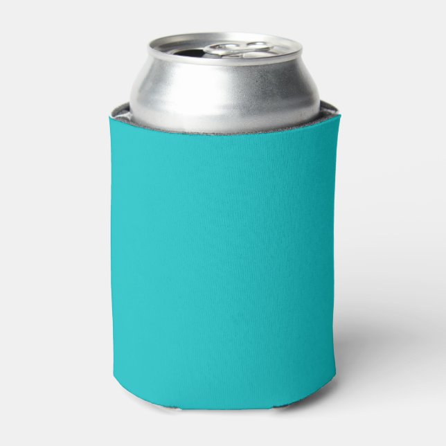 Solid colour plain bright turquoise can cooler (Can Front)