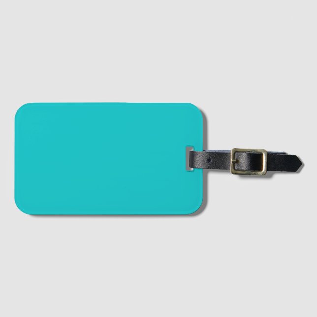 Solid colour plain bright turquoise luggage tag (Front Horizontal)