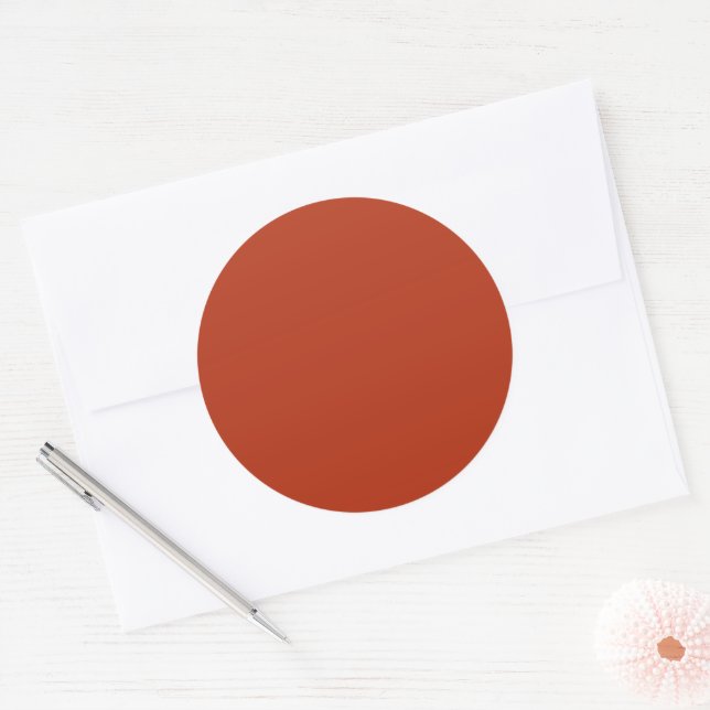 Solid colour plain burnt orange red classic round sticker (Envelope)