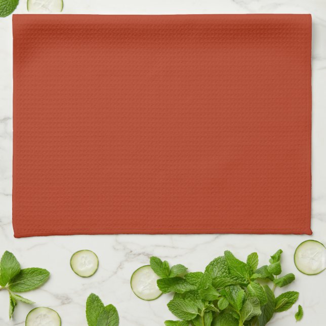 Solid colour plain burnt orange red tea towel (Folded)