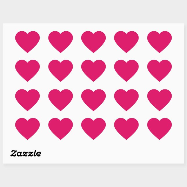 Solid colour plain dark bright pink heart sticker (Sheet)