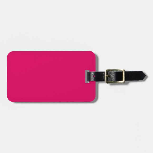 Solid colour plain dark bright pink luggage tag (Front Horizontal)