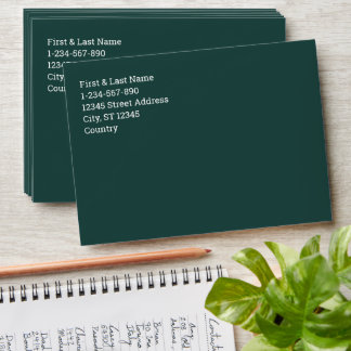 Solid colour plain dark emerald green envelope