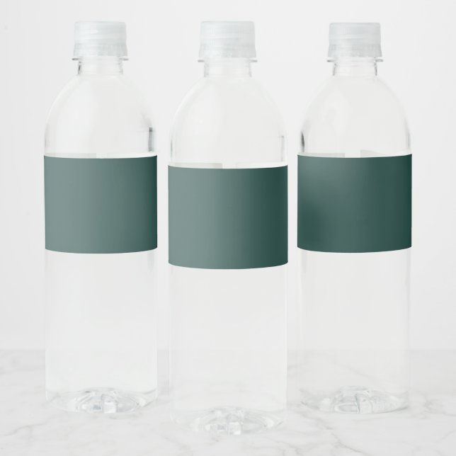 Solid colour plain dark emerald green water bottle label (Bottles)