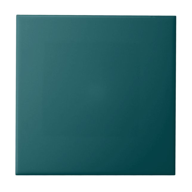 Solid colour plain dark teal green Spruced-up Tile (Front)