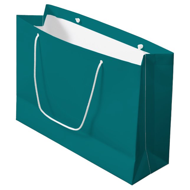  Solid colour plain Deep Aqua teal Large Gift Bag (Front Angled)