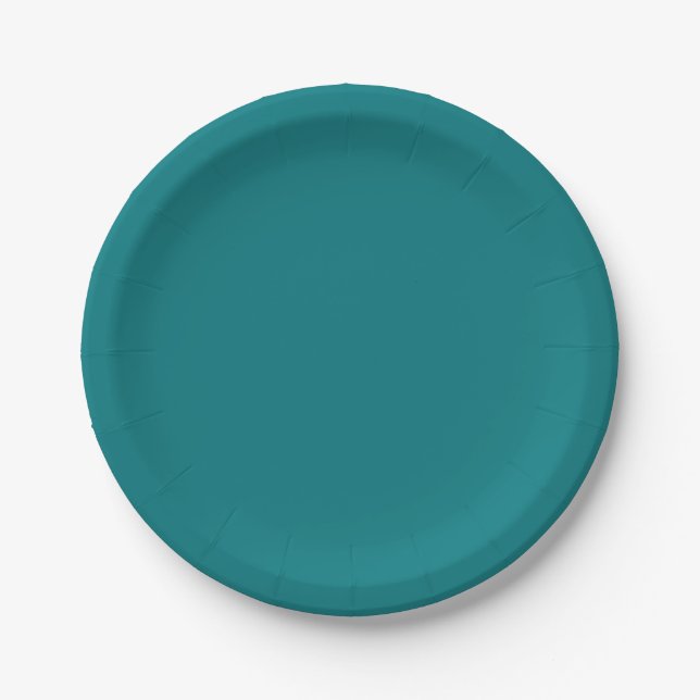  Solid colour plain Deep Aqua teal Paper Plate (Front)