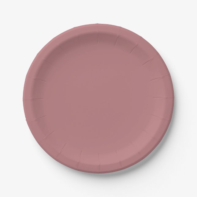 Solid colour plain Dusty Rose Paper Plate (Front)