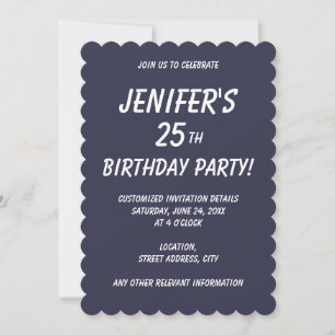 Solid colour plain Evening dark Blue Invitation