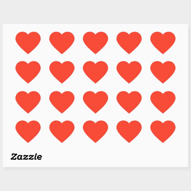 Solid colour plain flamingo bright red heart sticker (Sheet)