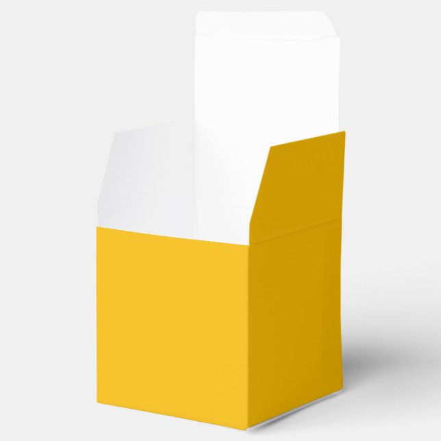 Solid colour plain hot yellow freesia favour box (Opened)