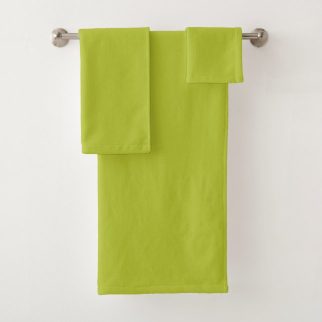 Solid colour plain lime grape green bath towel set (Insitu)