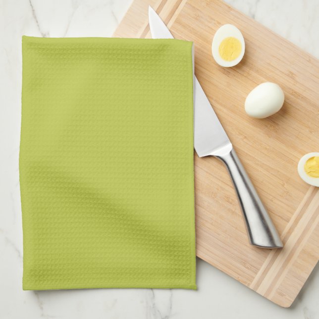 Solid colour plain lime green lemon grass tea towel (Quarter Fold)