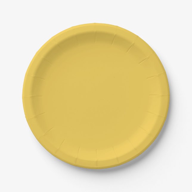 Solid colour plain Marigold Yellow Paper Plate (Front)
