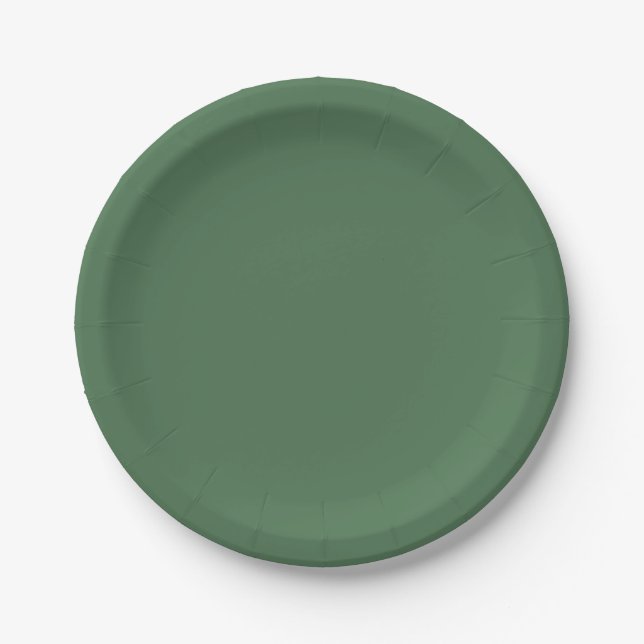 Solid colour plain Moss Green Paper Plate (Front)