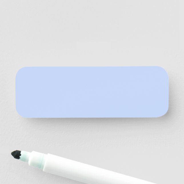 Solid colour plain periwinkle light blue name tag (In Situ)