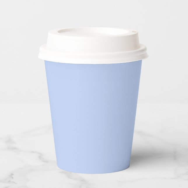 Solid colour plain periwinkle light blue paper cups (Front)