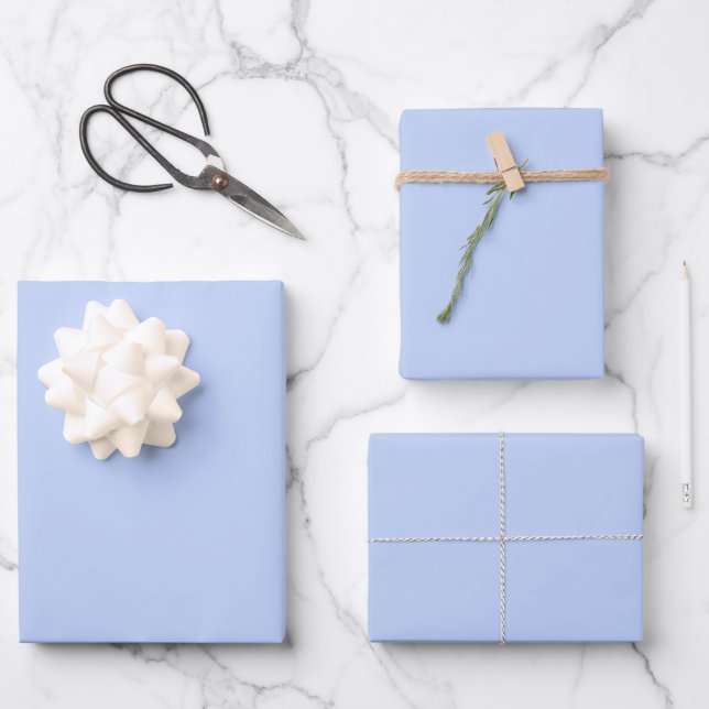 Solid colour plain periwinkle light blue wrapping paper sheet (Front)
