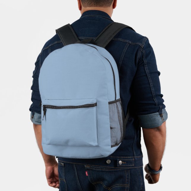 Solid colour plain powder blue printed backpack (Insitu (Model))