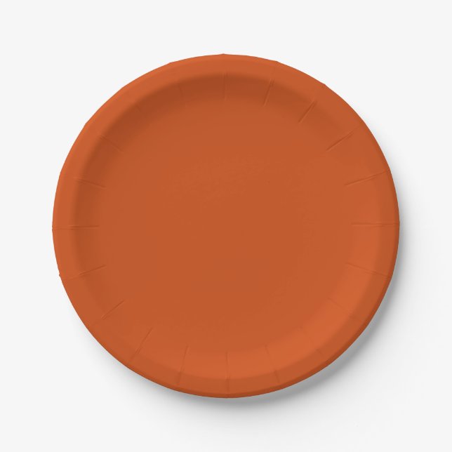 Solid colour plain rusty burnt orange paper plate (Front)