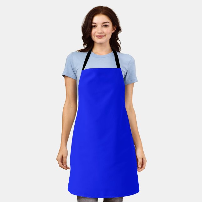 Solid colour plain sapphire bright blue apron (Worn)