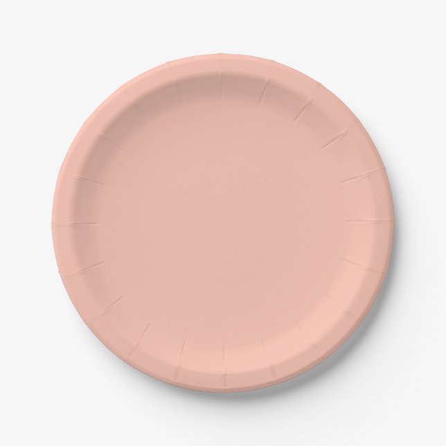Solid colour plain simple delicate Tropical Peach Paper Plate (Front)