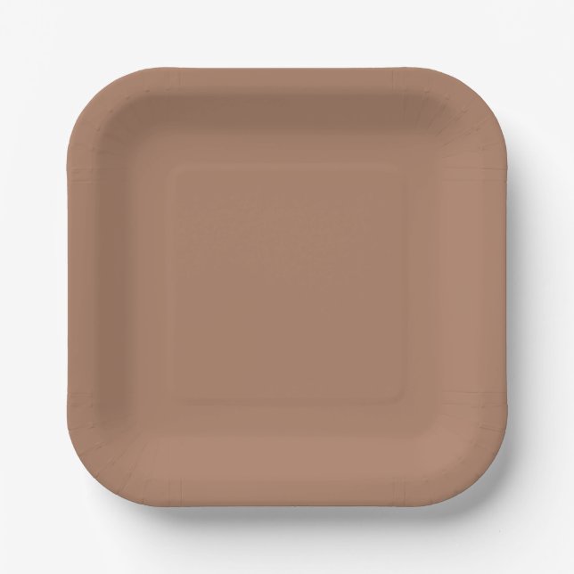Solid colour plain tan toasted almond paper plate (Front)