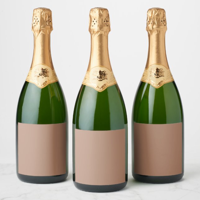 Solid colour plain tan toasted almond sparkling wine label (Bottles)