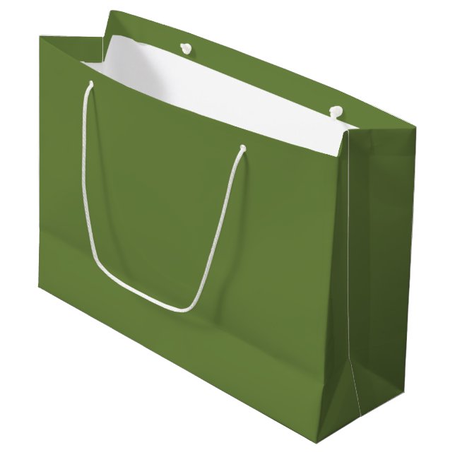 Solid colour plain thyme sage green  large gift bag (Front Angled)