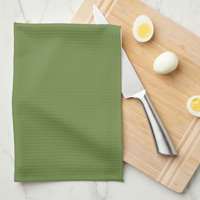 Solid colour plain thyme sage green  tea towel (Quarter Fold)