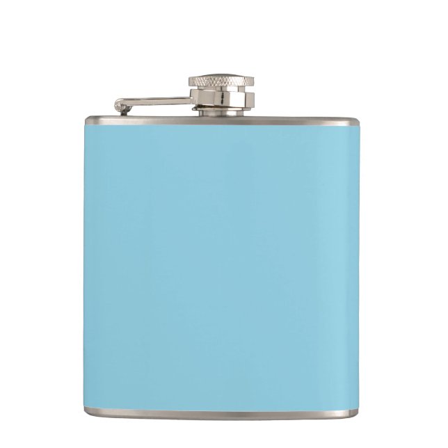 Solid colour plain Winter light Blue Hip Flask (Front)