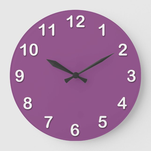 Solid Colour: Plum Purple Large Clock (Front)